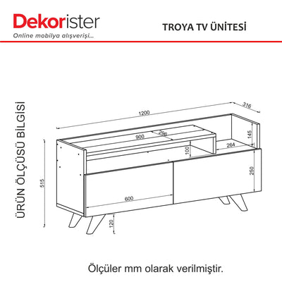 Mobiletto porta tv basso in legno bianco 2 ante e vani cm 120x31x51h