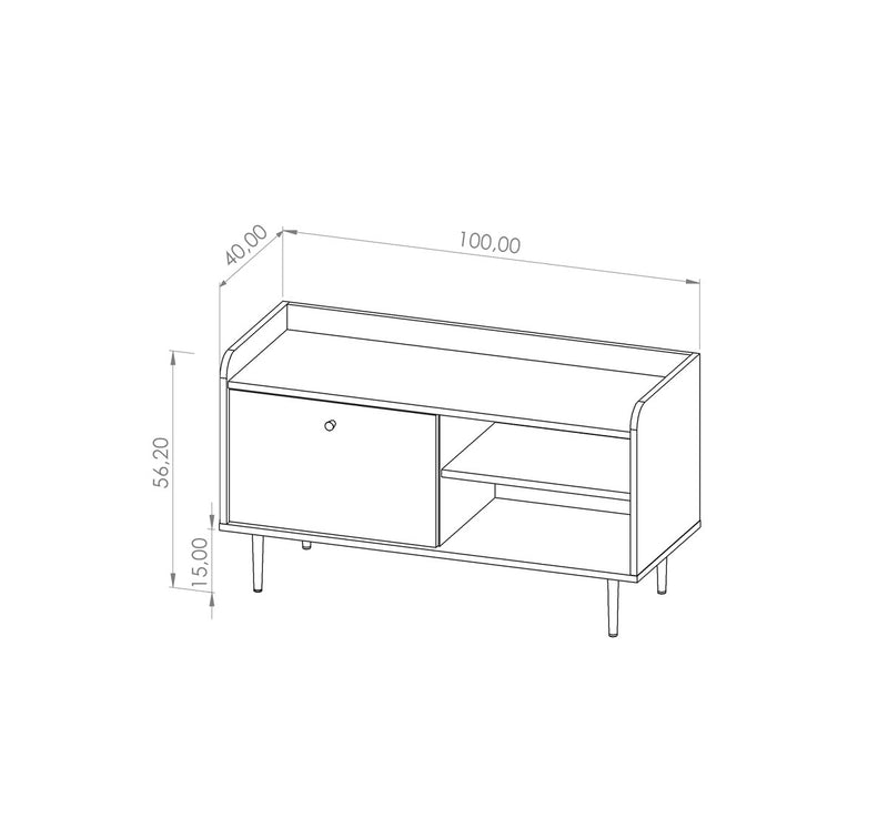 Mobile tv piccolo con ante e 2 vani colore rovere scuro cm 100x40x56h