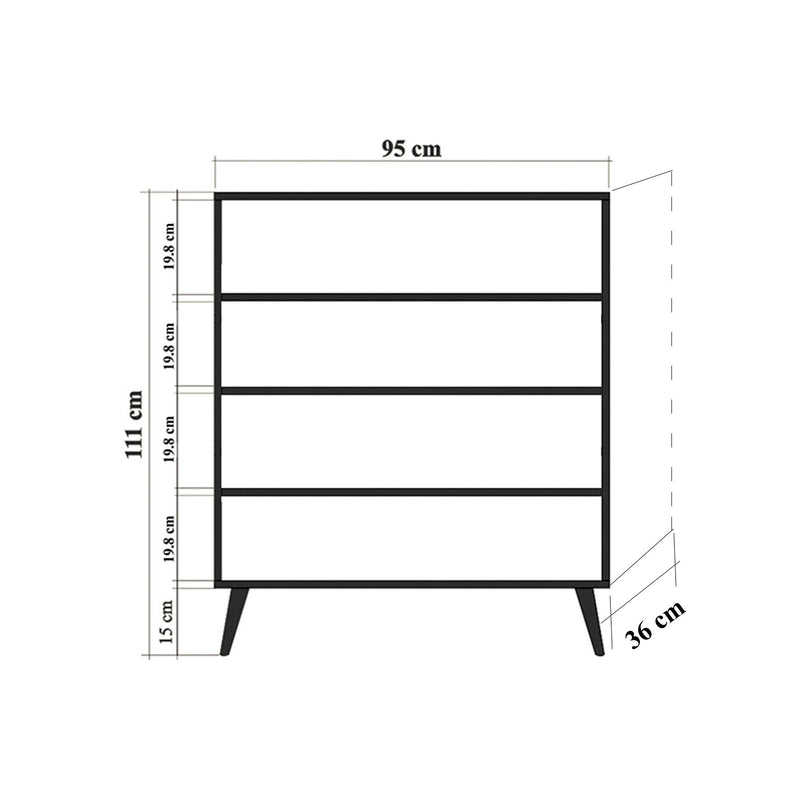 Mobiletto multiuso 4 ante per casa in legno con fantasia etnica cm 95x36x111h