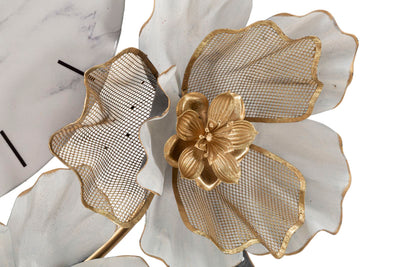 Orologio decorativo tondo in metallo 3D fiori e foglie cm 64x8x64h