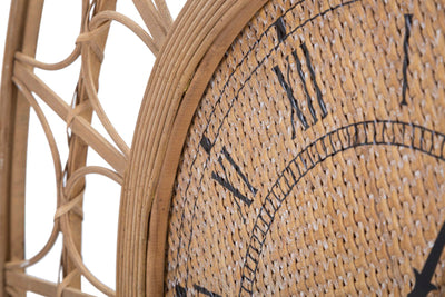 Orologio rotondo da parete effetto bambù e rattan cm 76x2