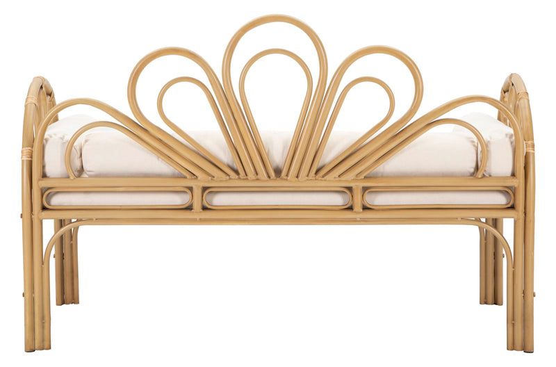 Panca con schienale in metallo effetto bambù con cuscini cm 130x60x90h