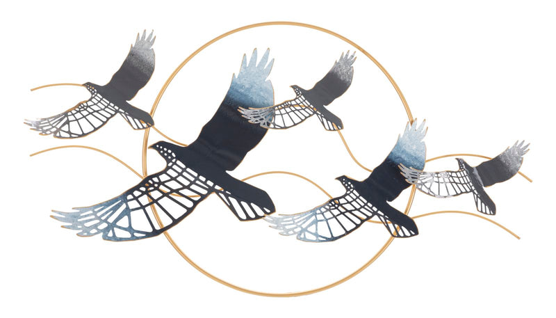 decorazione da parete design uccelli in volo in metallo lavorato