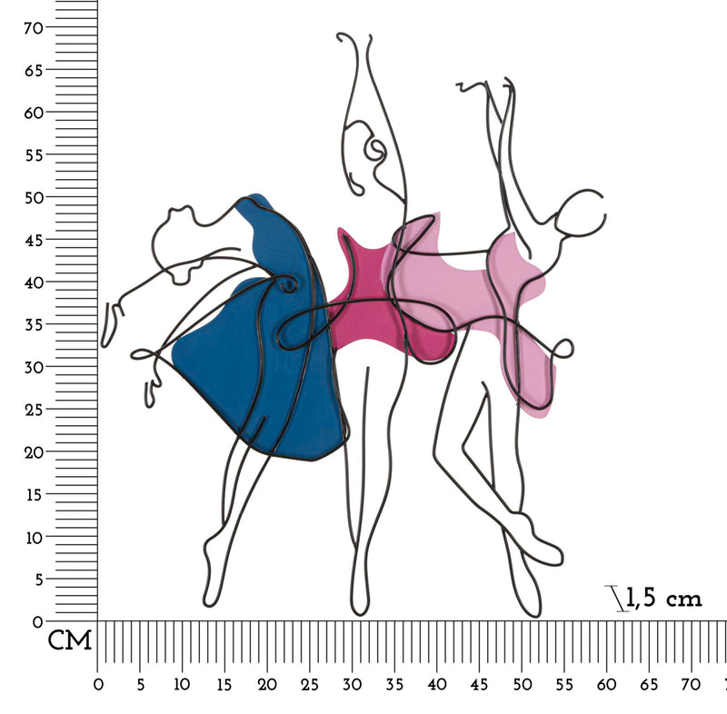 Pannello decorativo danza classica con ballerine in metallo  cm 60x1x70h