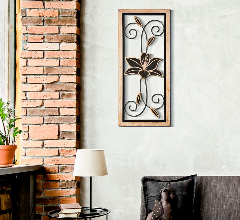 Pannello da muro verticale in metallo e legno sagomato cm 26x2x60h