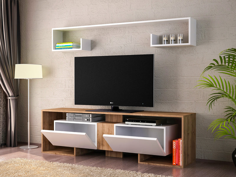 Composizione per soggiorno con mobile TV e mensola da parete design