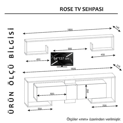 Composizione per soggiorno con mobile TV e mensola da parete design