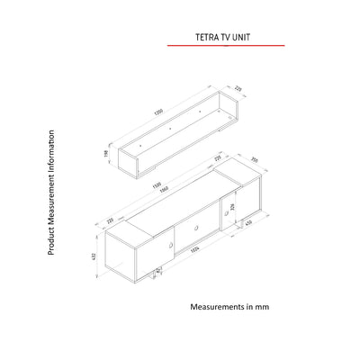 Parete attrezzata soggiorno con mobile porta TV e mensola noce e antracite cm 150x35x43h