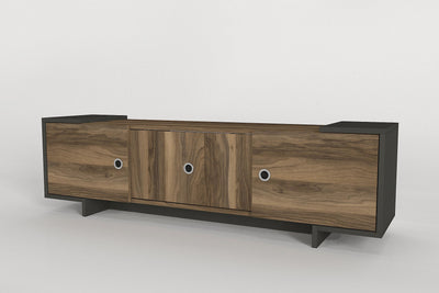 Parete attrezzata soggiorno con mobile porta TV e mensola noce e antracite cm 150x35x43h