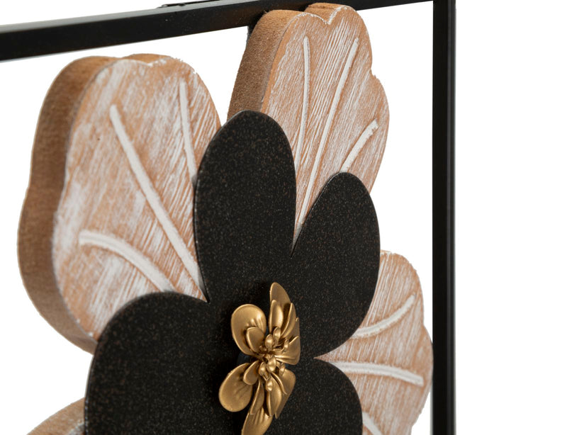 Pannello decorativo verticale con fiori in metallo e legno sagomato cm 27x2x70h