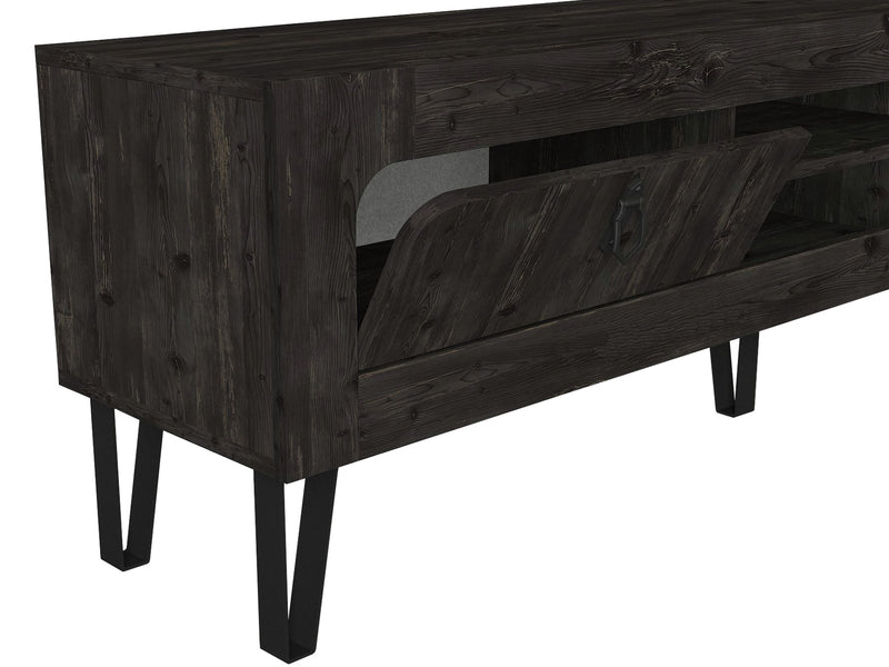 Parete moderna set living con mobile tv e mensola in legno scuro wengé