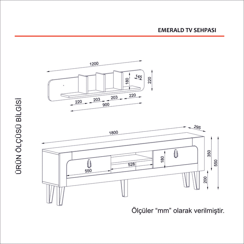 Parete moderna set living con mobile tv e mensola in legno scuro wengé