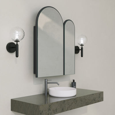 Pensile da bagno moderno 2 ante con specchio e ripiano colore nero cm 60x12x70h