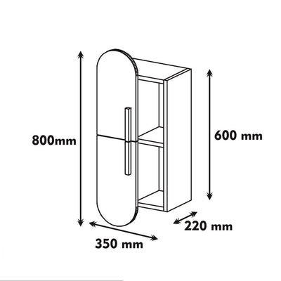 Pensile da parete moderno 2 vani e 2 ante in legno noce e bianco cm 35x22x80h