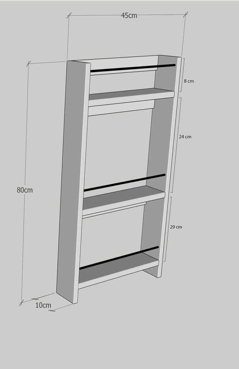 Pensile da cucina in legno naturale con ganci e ripiani portaspezie cm 45x10x80h