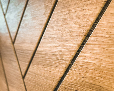 Briany - Parete moderna componibile in legno quercia decorata con vetrine - vari colori