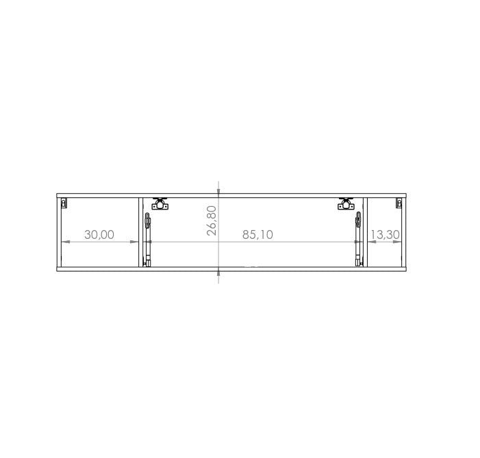 Pensile moderno orizzontale da muro con anta e 2 vani frassino nero cm 135x30x30h