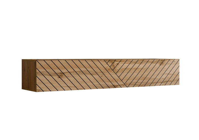 Sharad - Parete sospesa bianco e quercia fantasia a linee oblique nero  - vari colori
