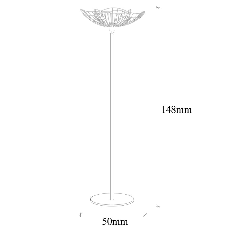 Lampada moderna da pavimento per salotto in metallo colore nero cm 50x148h