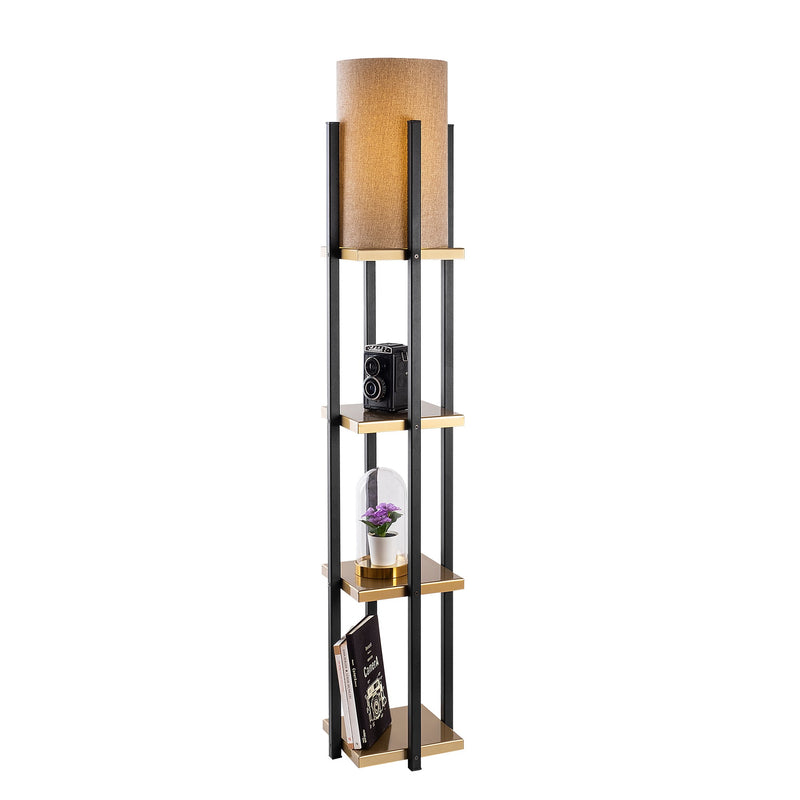 Lampada da terra design con libreria in metallo nero e oro cm 25x130h - vari colori