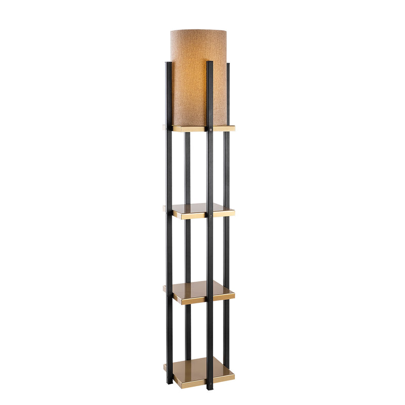 Lampada da terra design con libreria in metallo nero e oro cm 25x130h - vari colori
