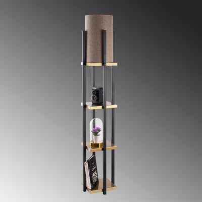Lampada da terra design con libreria in metallo nero e oro cm 25x130h - vari colori