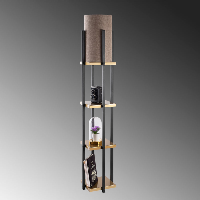 Lampada da terra design con libreria in metallo nero e oro cm 25x130h - vari colori