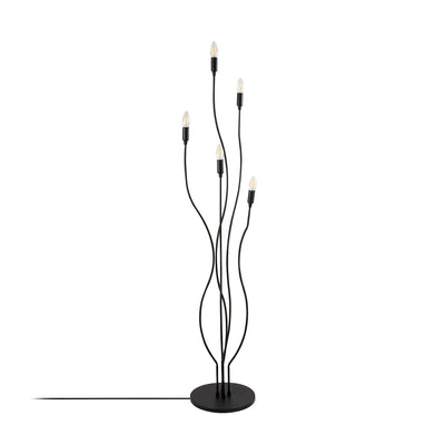Piantana design struttura in metallo colore nero con 5 luci cm 35x35x155h