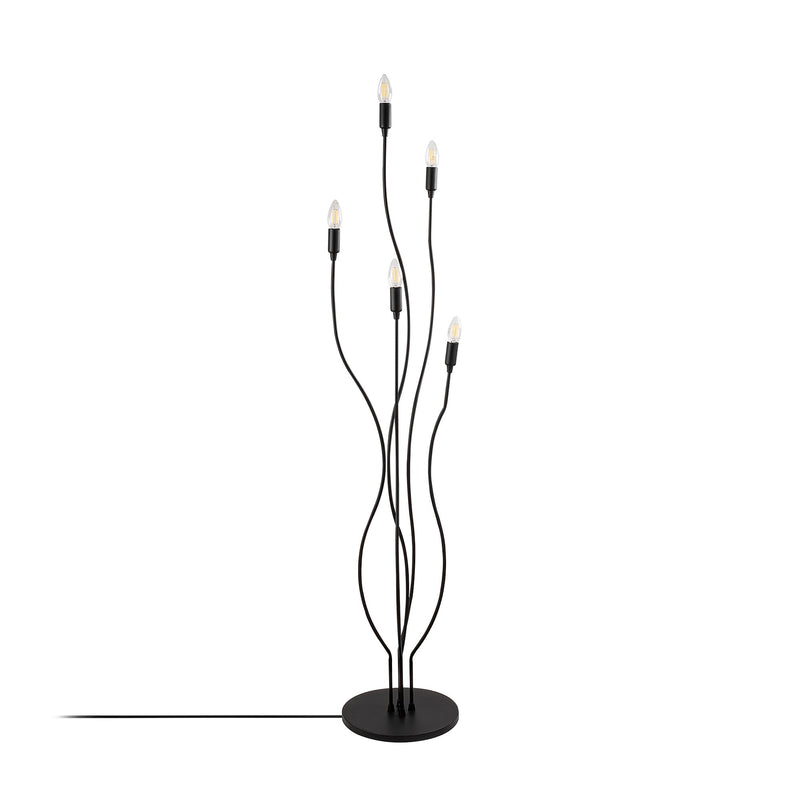 Piantana design struttura in metallo colore nero con 5 luci cm 35x35x155h