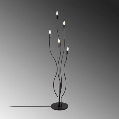 Piantana design struttura in metallo colore nero con 5 luci cm 35x35x155h