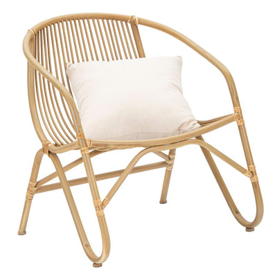 poltrona in metallo effetto rattan bambù con cuscino