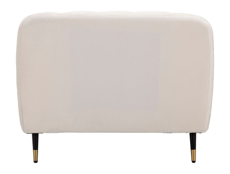 Poltrona imbottita moderna in tessuto effetto velluto colore crema cm 93x86x71h