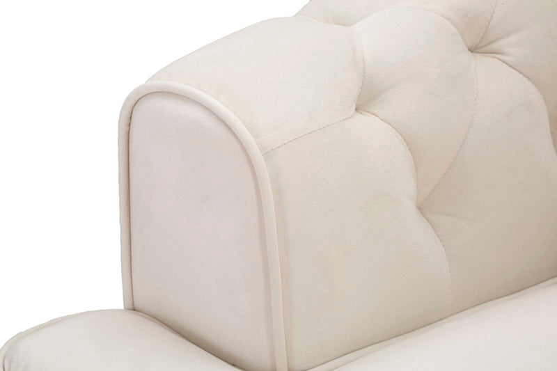 Poltrona imbottita moderna in tessuto effetto velluto colore crema cm 93x86x71h