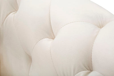 Poltrona imbottita moderna in tessuto effetto velluto colore crema cm 93x86x71h