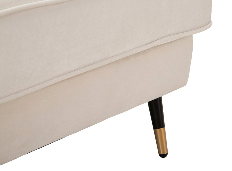 Poltrona imbottita moderna in tessuto effetto velluto colore crema cm 93x86x71h