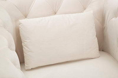 Poltrona imbottita moderna in tessuto effetto velluto colore crema cm 93x86x71h