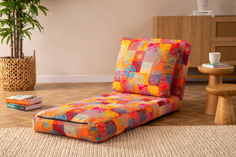 Poltrona moderna letto pieghevole rivestimento in tessuto fantasia cm 60x68x62h