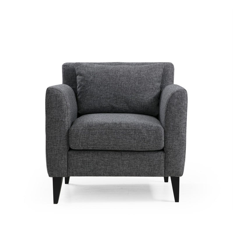 Poltrona salotto imbottita moderna in tessuto grigio cm 80x76x83h