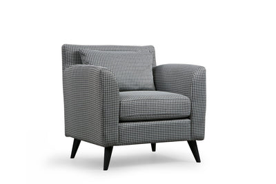 Poltrona imbottita rivestita in tessuto fantasia bianco e nero cm 82x75x83h