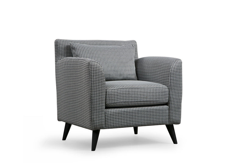 Poltrona imbottita rivestita in tessuto fantasia bianco e nero cm 82x75x83h