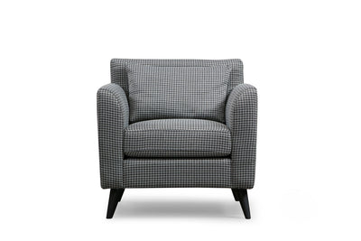 Poltrona imbottita rivestita in tessuto fantasia bianco e nero cm 82x75x83h