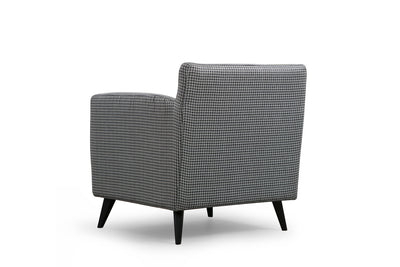 Poltrona imbottita rivestita in tessuto fantasia bianco e nero cm 82x75x83h
