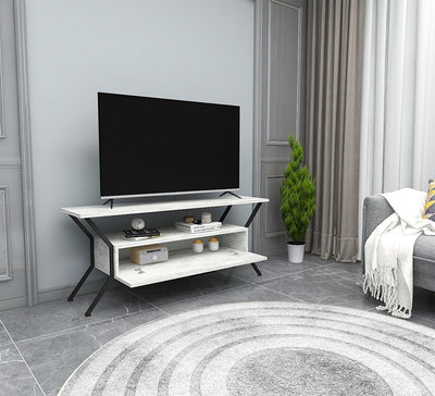 Mobile porta tv design con anta in legno e metallo nero cm 124x35x54h