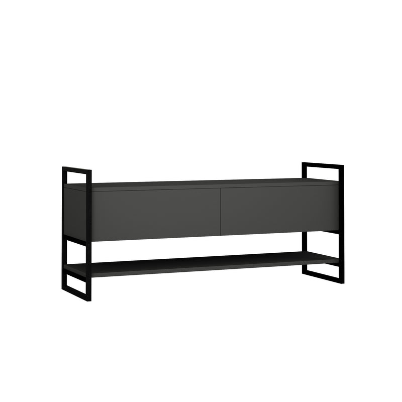 Porta tv design moderno con 2 ante e ripiano in legno e metallo cm 131x39x58h - vari colori