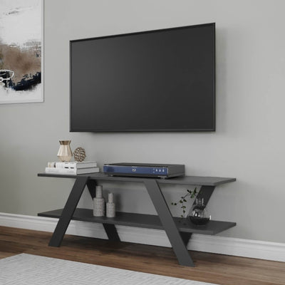 Porta tv design con 3 ripiani in legno gambe incrociate cm 120x33x45h - vari colori