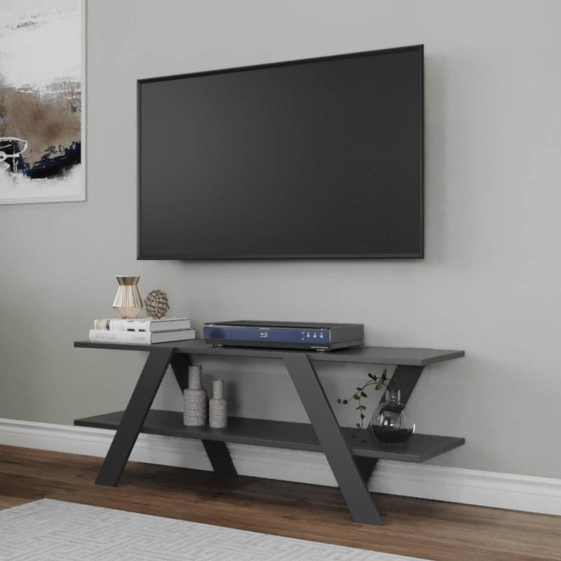 Porta tv design con 3 ripiani in legno gambe incrociate cm 120x33x45h - vari colori