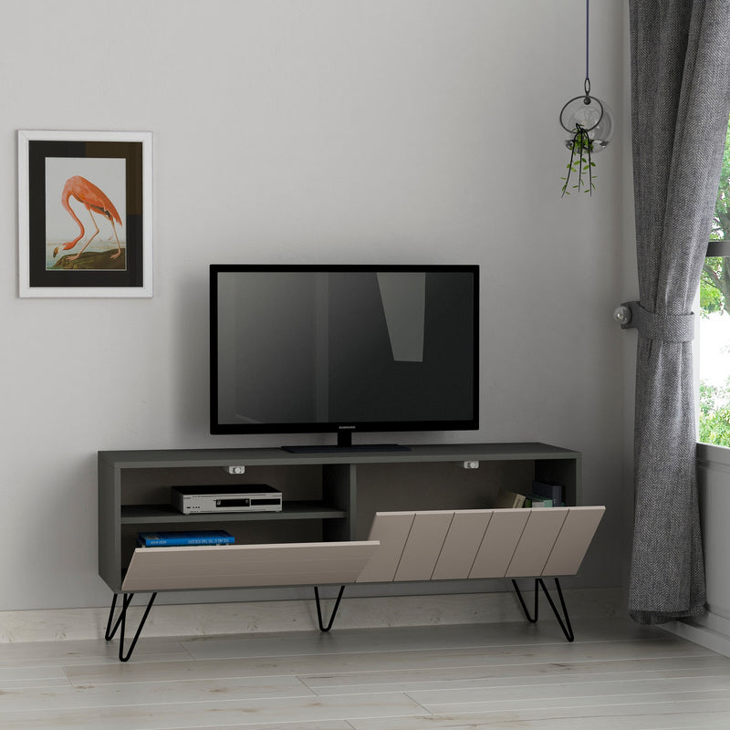 Porta tv moderno 2 ante a ribalta in legno con linee cm 139x36x57h - vari colori
