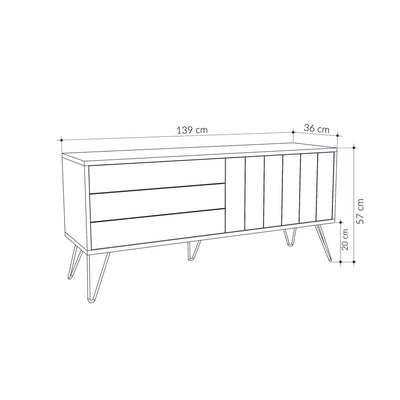 Porta tv moderno 2 ante a ribalta in legno con linee cm 139x36x57h - vari colori