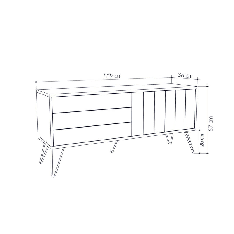 Porta tv moderno 2 ante a ribalta in legno con linee cm 139x36x57h - vari colori