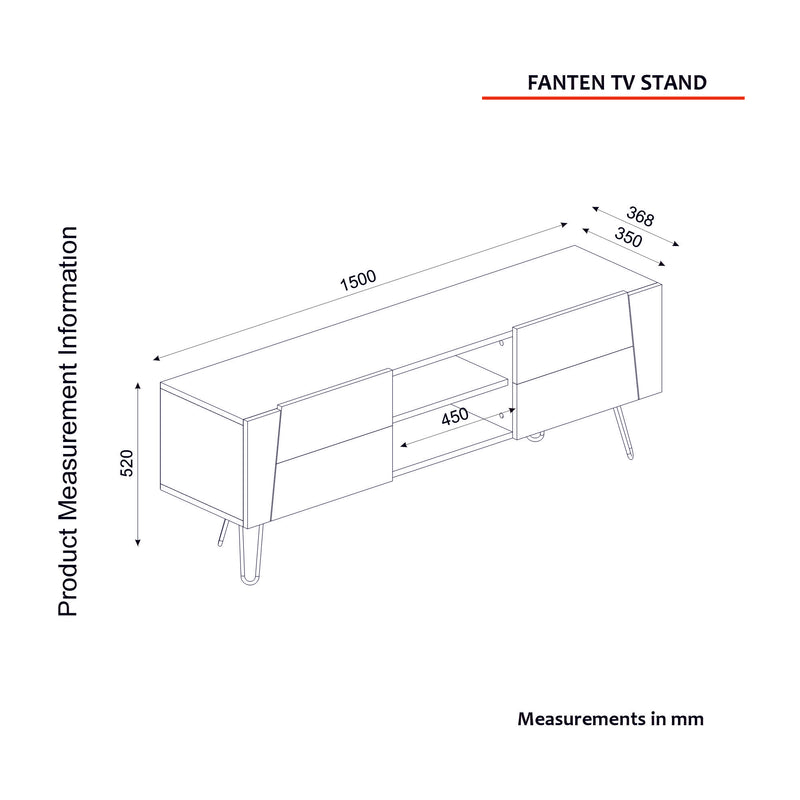 Mobile porta televisore con ante e vani in legno quercia nero e marmo cm 150x36x52h